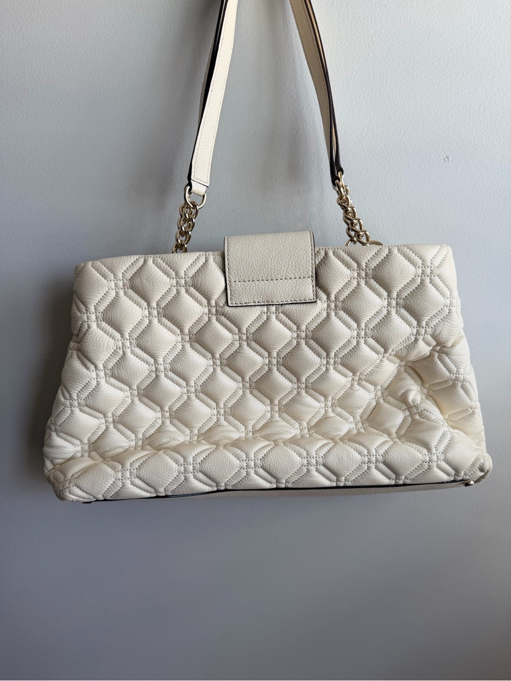 kate spade Quilted Cream Leather Shoulder Bag with Chain Straps - Picture 3 of 4